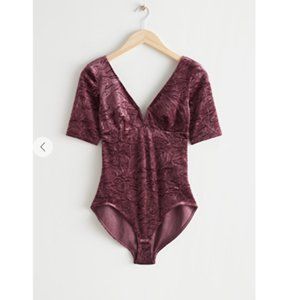 NWT &OS - Velvet Jacquard Bodysuit